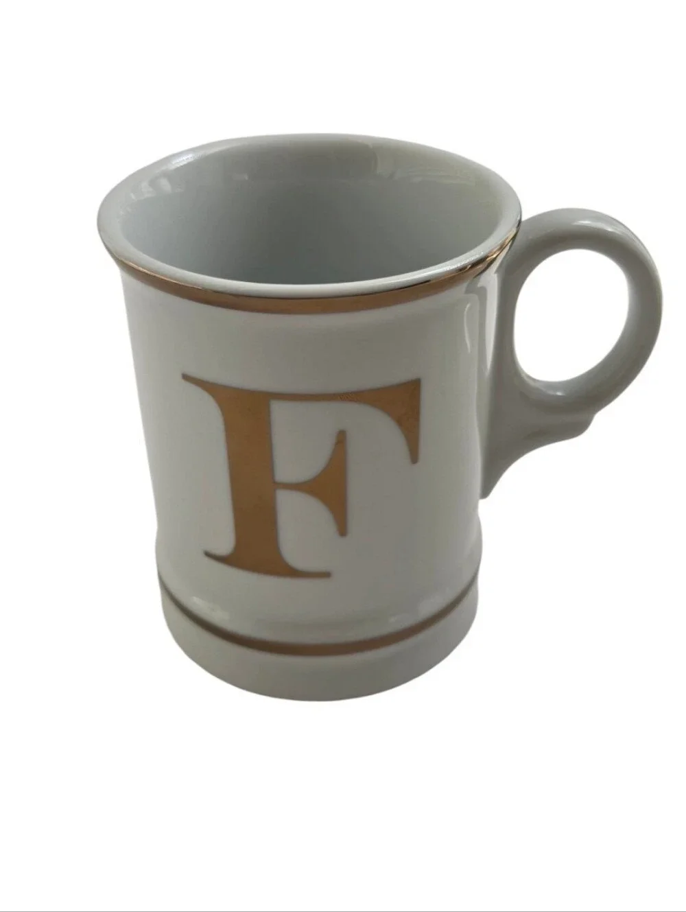 Williams Sonoma Gold Monogram F Mug Discontinued 4.5